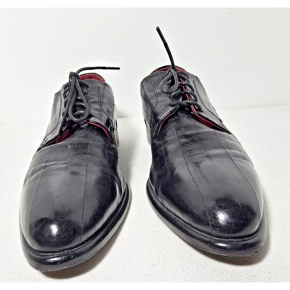 KENNETH COLE Collection Leather Oxfords Dress Shoes Sz 8 Men's Black Italy Made - Picture 3 of 11